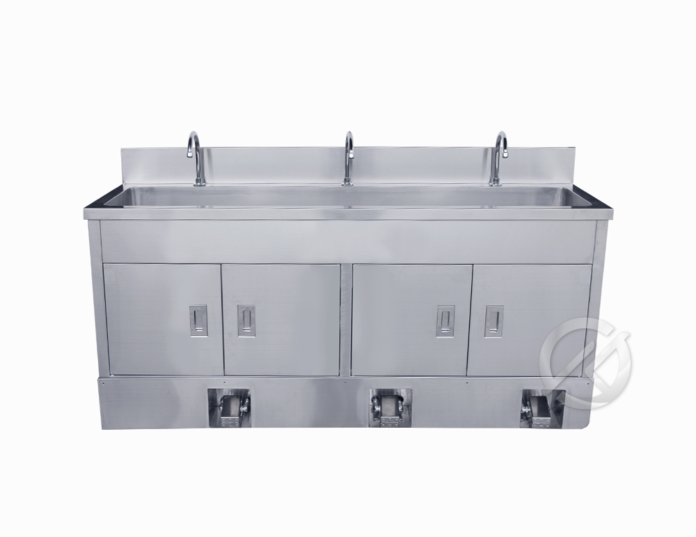 不鏽鋼單口水槽櫥櫃式洗手台，適用於醫院、手術室、開刀房、醫美中心、無塵室、生產線、實驗室等場所-廣昇不鏽鋼設計