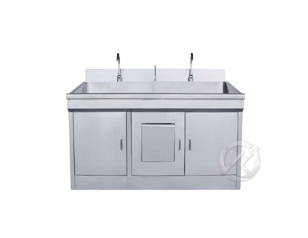 不鏽鋼單口水槽櫥櫃式洗手台，適用於醫院、手術室、開刀房、醫美中心、無塵室、生產線、實驗室等場所-廣昇不鏽鋼設計