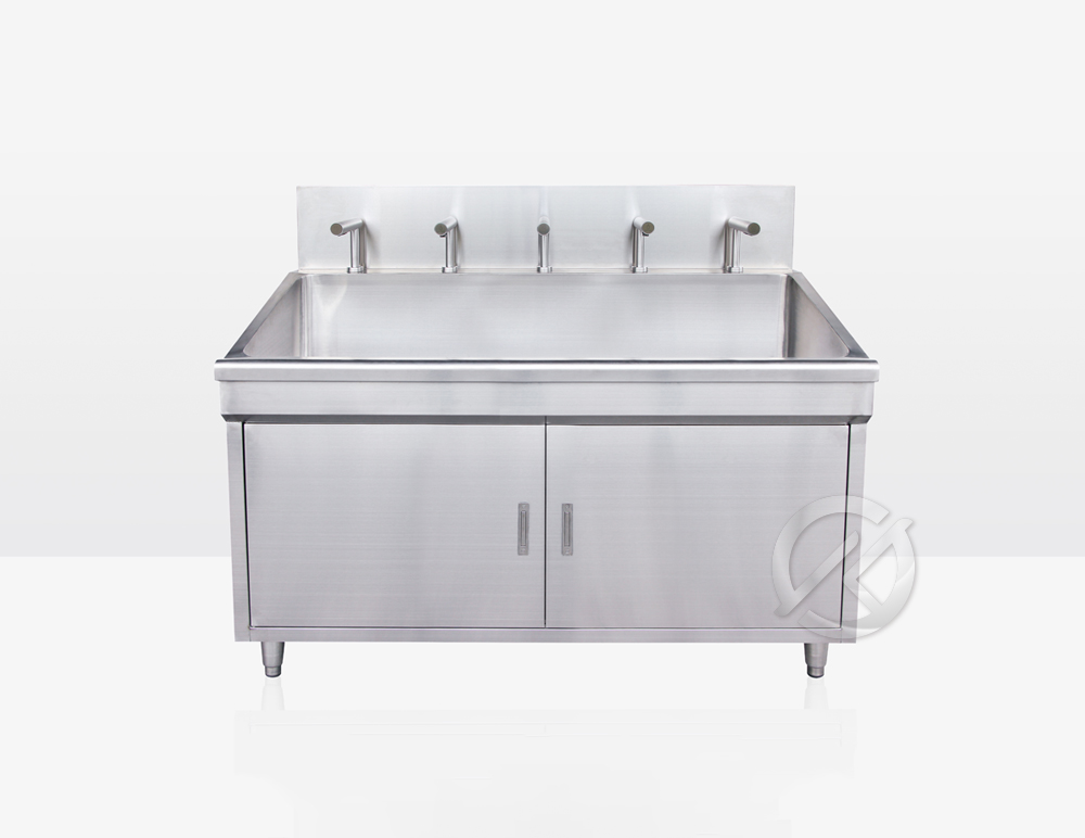 不鏽鋼單口水槽櫥櫃式洗手台，適用於醫院、手術室、開刀房、醫美中心、無塵室、生產線、實驗室等場所-廣昇不鏽鋼設計